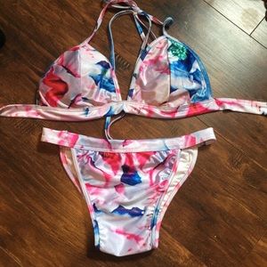 Floral Swim Suit with Shiny Cover